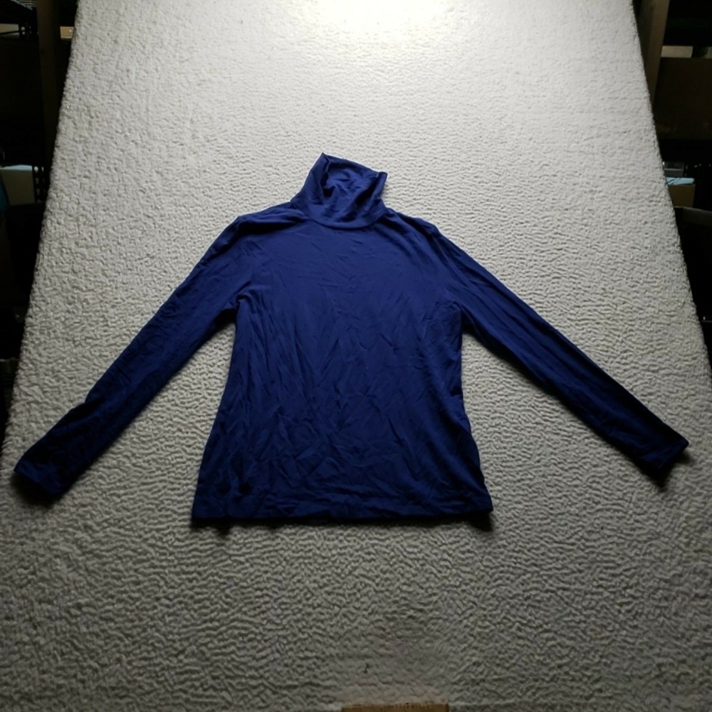 Banana Republic Shirt Womens M Blue Cotton Modal Turtleneck Long Sleeve Top